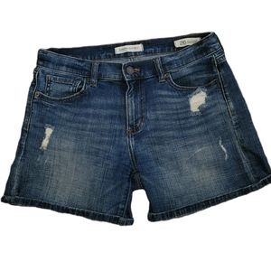 Banana Republic Premium Denim Distressed Roll Up 9" Rise Sz 26 Shorts